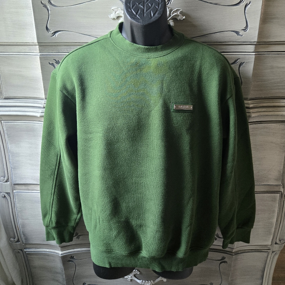 H&M Green Crewneck Sweater with Ribbed Cuffs